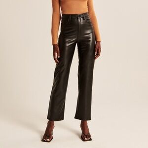 A&F Ankle Straight Leather Pants